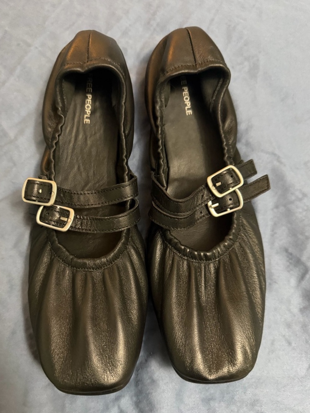 Free People Gemini Ballet Flat Double-Buckle Ballet Flats in Black